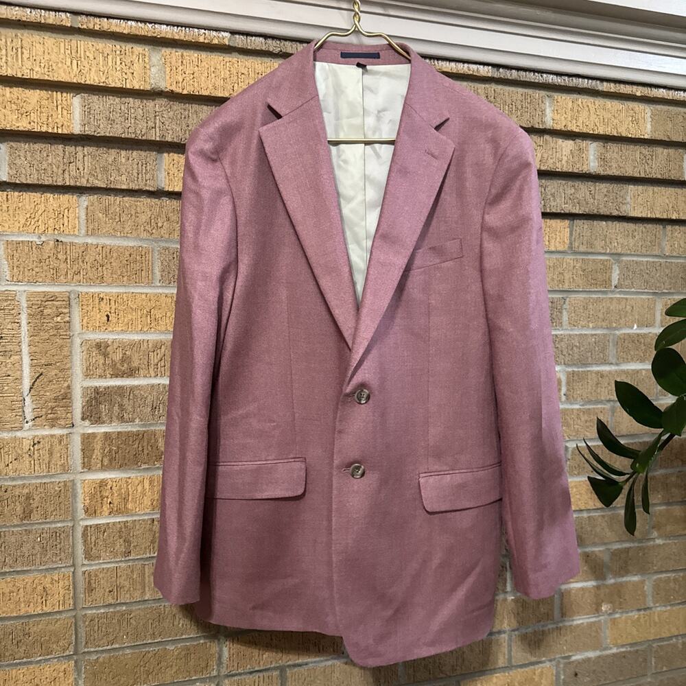 Jos A Bank Blazer Men’s 44R Suit Jacket Silk Wool Blend Weave Berry Red Wedding
